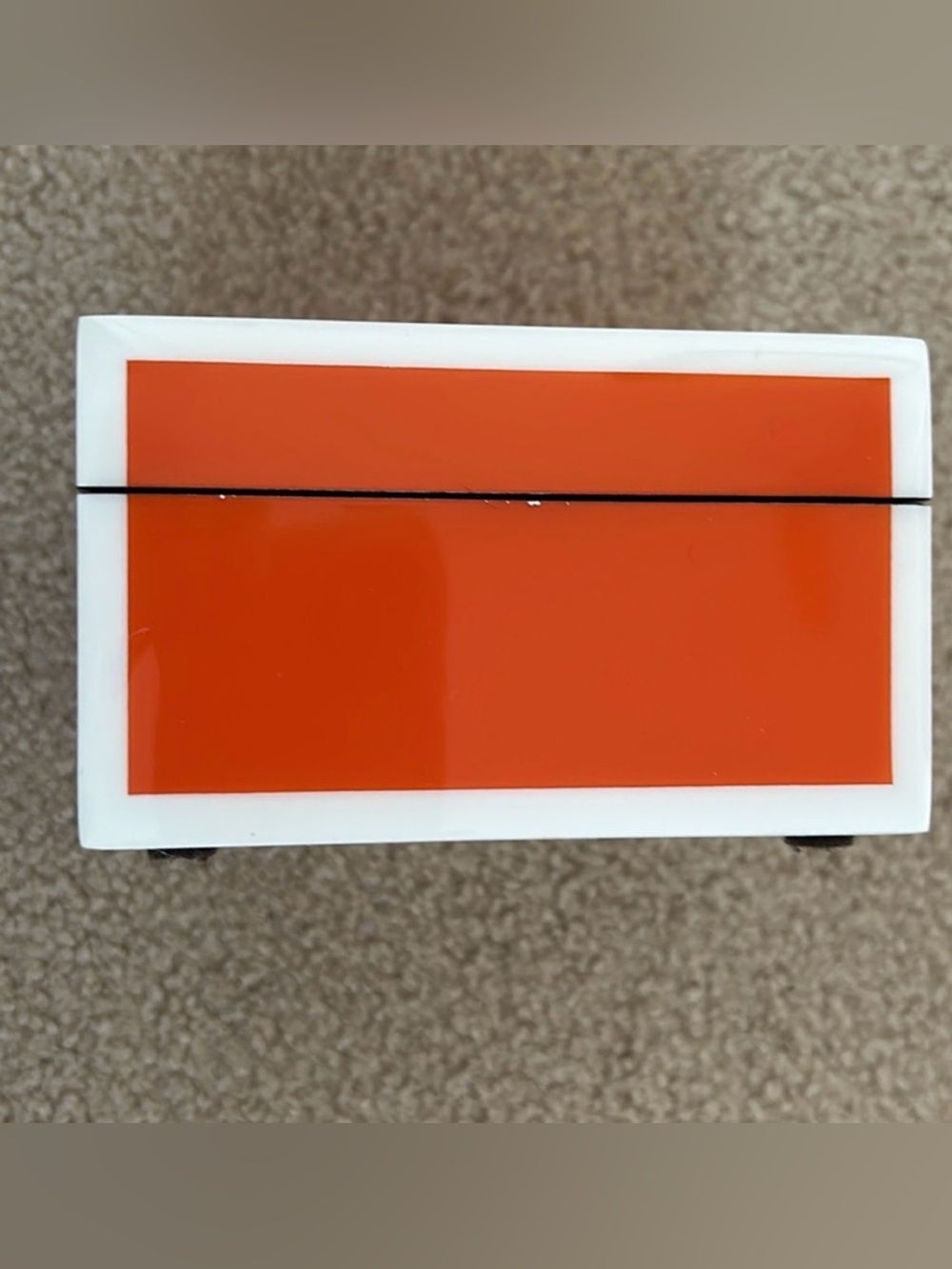 F. Gerald New ~  Orange / White Lacquer Box with Lid Square decor coffee table - Picture 9 of 9
